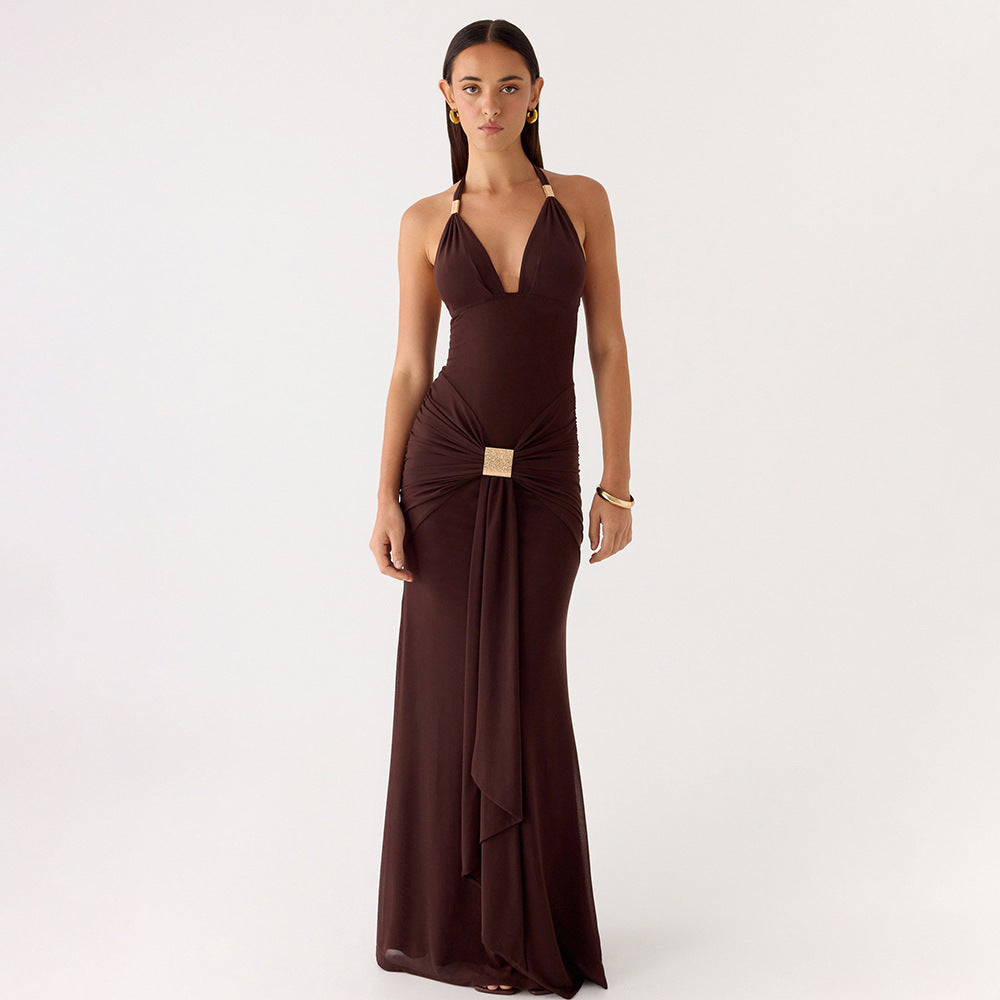 Damen Elegantes Wickelkleid mit funkelndem Akzent R&B