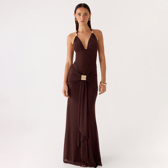 Damen Elegantes Wickelkleid mit funkelndem Akzent R&B