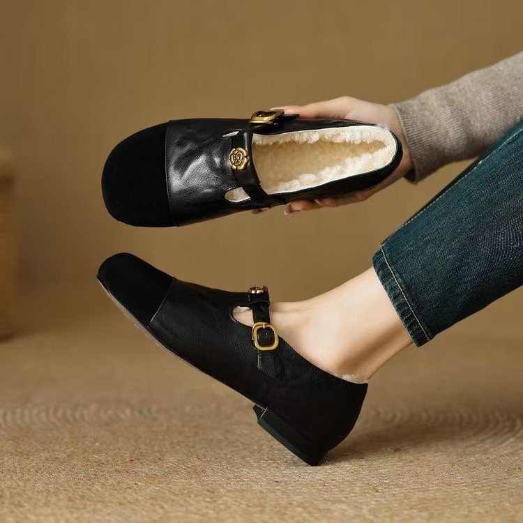 Damen elegante Mokassins mit modischen Schnallen und weichem Innenfutter R&B