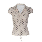 Damen Polka-Dots Bluse mit raffiniertem Knopfdesign R&B