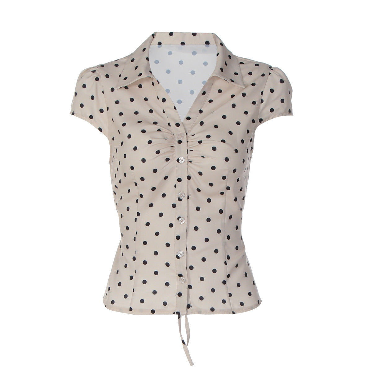 Damen Polka-Dots Bluse mit raffiniertem Knopfdesign R&B