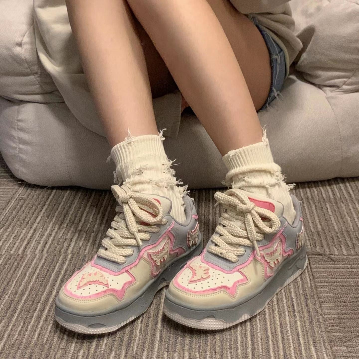 Damen Sportliche Sneakers mit verspieltem Design und atmungsaktiver Oberflächenstruktur R&B