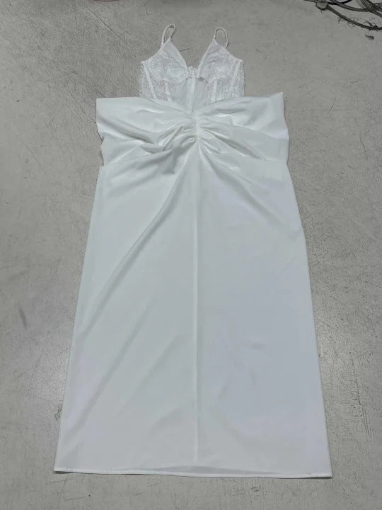 Damen elegantes Hochzeitskleid mit raffinierten Spitzenakzenten und fließendem Schnitt R&B