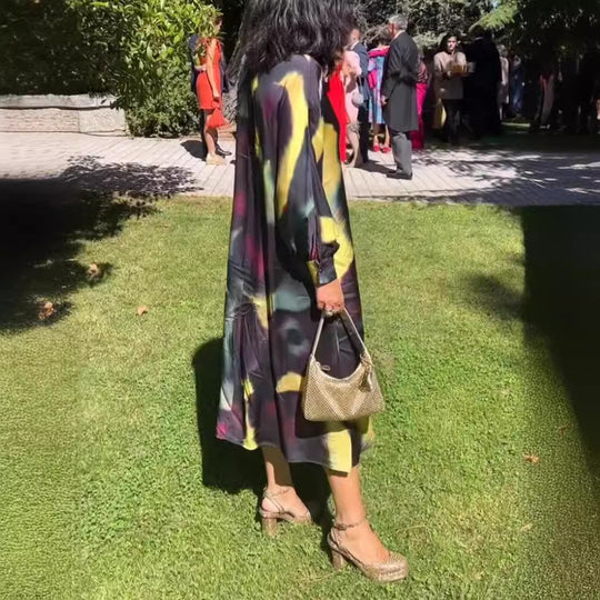 Damen Sommerliches Wickelkleid mit modernem Farbverlauf Heidi-Mode