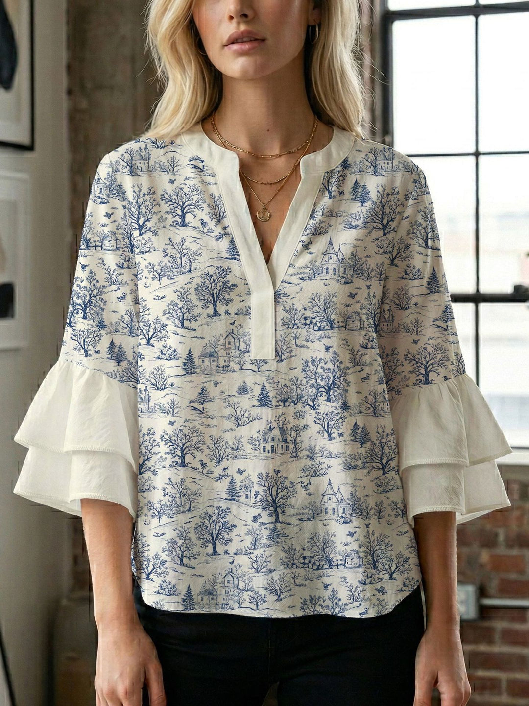 Damen Bluse mit wunderschönen floralem Design R&B