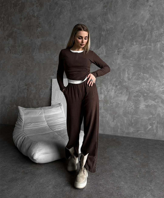 Damen gemütliches Freizeit-Set mit sportlichem Design R&B