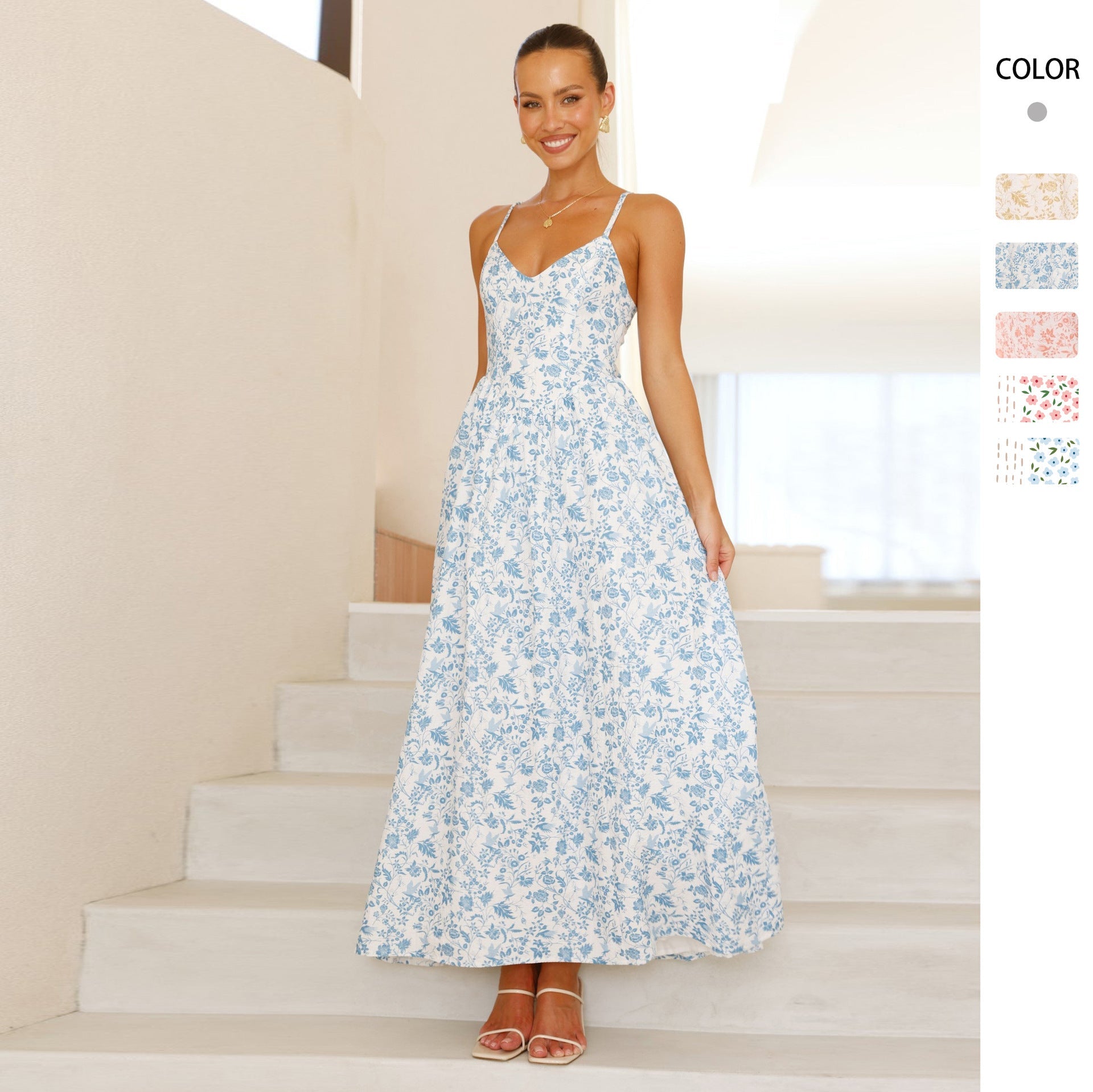Damen Maxi-Kleid mit floralen Mustern R&B