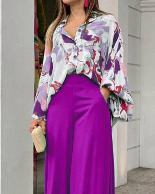 Damen Weit geschnittene Culotte-Hose mit hohem Bund und fließendem Stoff R&B
