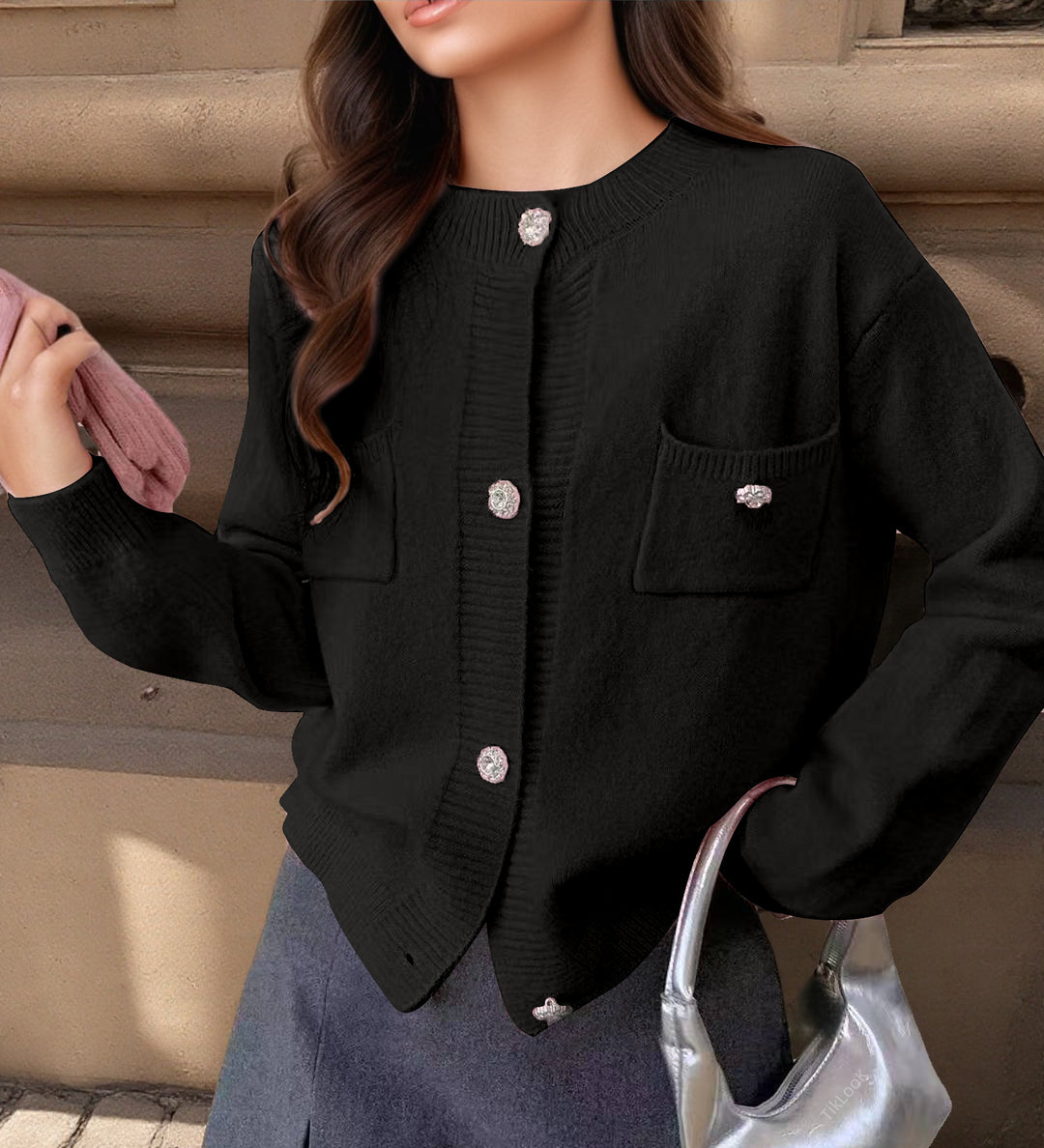 Damen Strickjacke mit eleganten Knopfdetails und praktischen Taschen R&B
