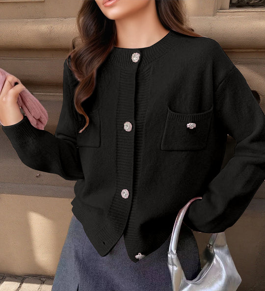 Damen Strickjacke mit eleganten Knopfdetails und praktischen Taschen R&B