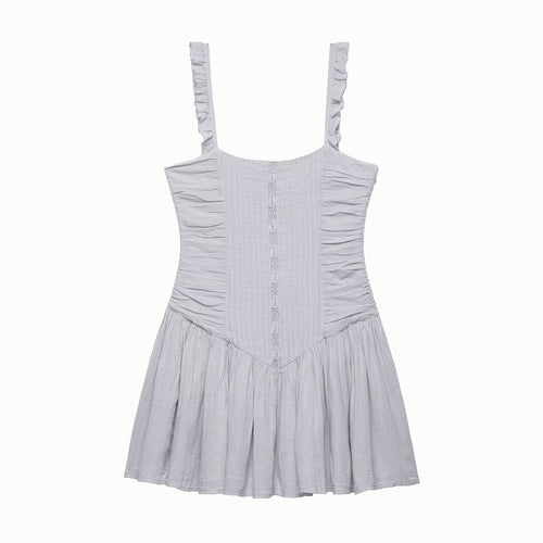 Damen sommerliches Minikleid mit feinen Rüschendetails und strukturierter Passform R&B
