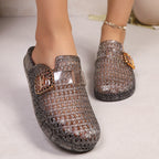 Damen Modische Glitzer-Clogs mit elegantem Schnallen-Design R&B