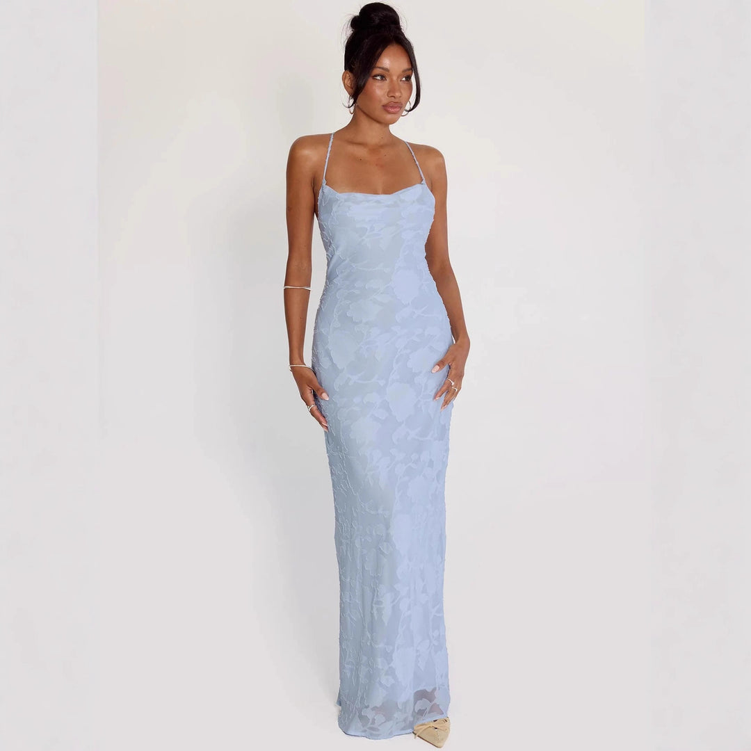 Damen Elegantes Abendkleid mit floralem Spitzenmuster und Spaghettiträgern R&B