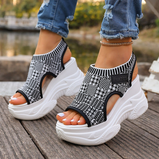 Damen Plateau-Sandalen mit atmungsaktivem Obermaterial und sportlicher Sohle R&B