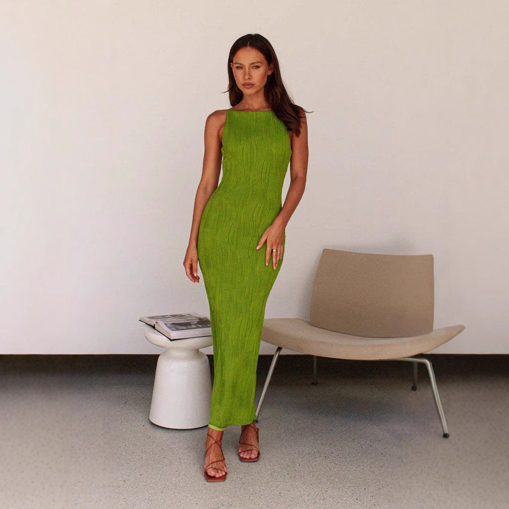 Damen Bodycon Maxikleid im modernen Streifen-Design R&B
