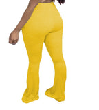 Damen Schlagleggings mit hohem Bund und elastischem Material R&B