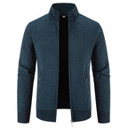 Herren elegante Strickjacke mit hohem Kragen und praktischen Reißverschlusstaschen