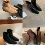 Damen elegante Stiefeletten mit spitzem Schnitt und hochwertiger Wildlederoberfläche R&B