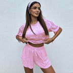 Damen Sportliches Zweiteiliges Set mit luftigen Shorts und T-Shirt R&B