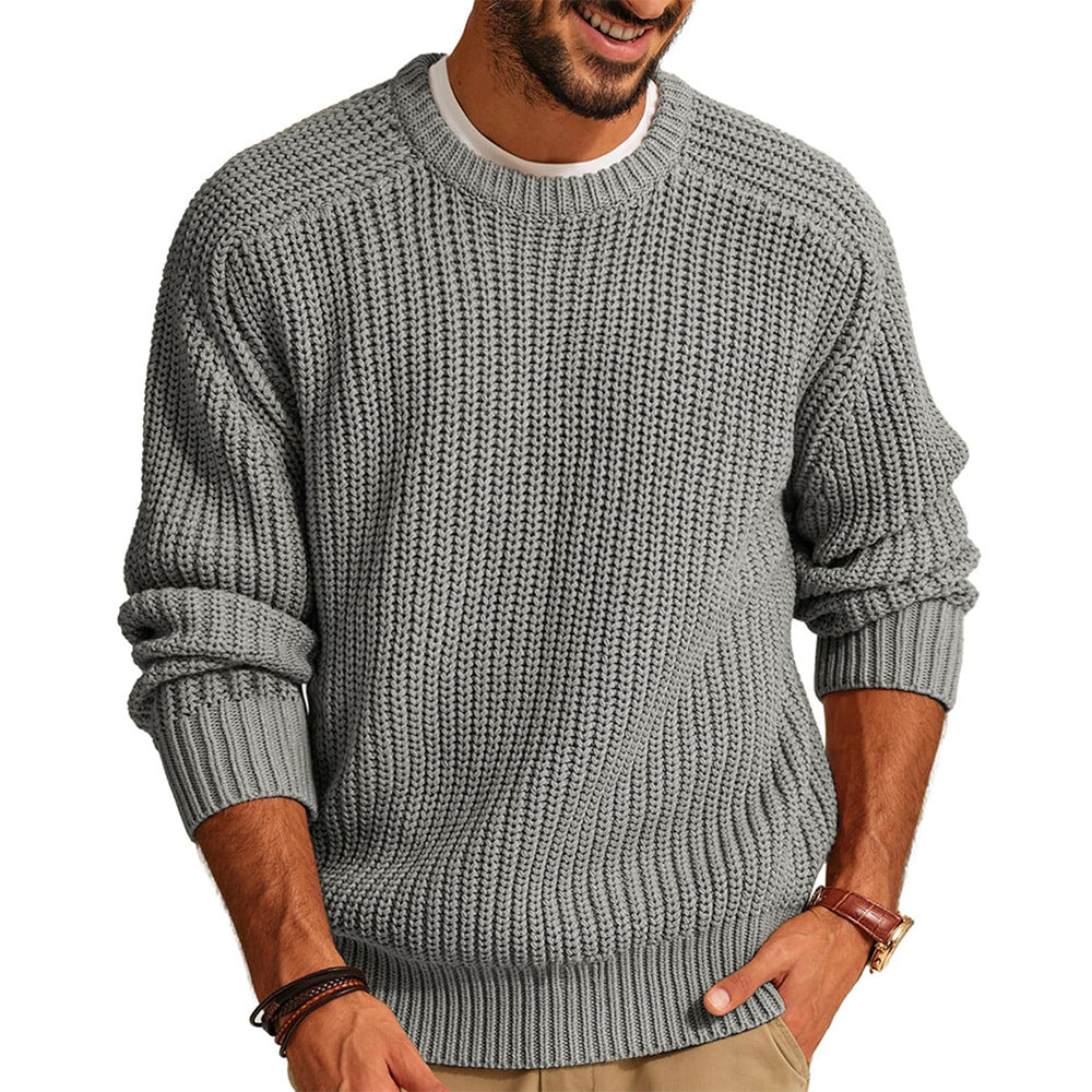 Herren lockerer Grobstrickpullover mit Raglanärmeln R&B