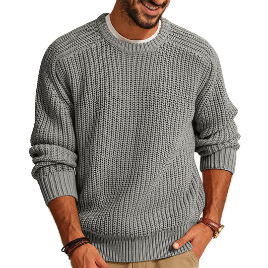 Herren lockerer Grobstrickpullover mit Raglanärmeln R&B