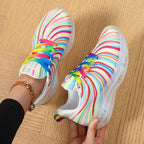 Damen nan leichter Muster-Sneaker mit elastischem Canvas-Obermaterial, gepolsterter Fersenstütze und segmentierter Flexlaufsohle R&B
