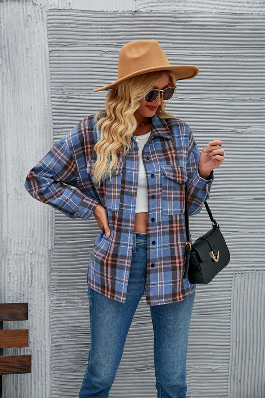 Damen Flanellhemdjacke im lässigen Karo-Design mit Brusttaschen R&B