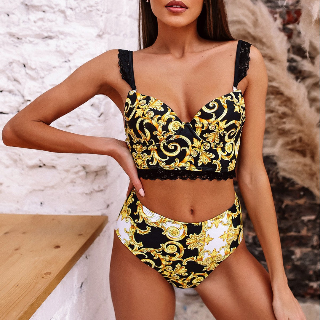 Damen Push-Up Bikini mit verzierten Trägern R&B