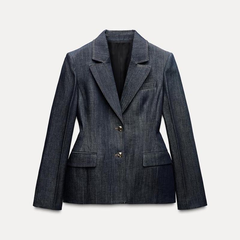 Damen Jeansblazer im modernen Look mit tailliertem Schnitt und praktischen Taschen R&B