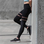 Damen Sportliche Leggings mit transparenten Einsätzen und hohem Bund