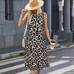 Damen Sommerkleid mit trendigem Leopardenmuster und praktischen Taschen R&B