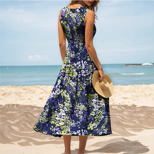 Damen Maxikleid mit verspieltem Blumendesign und weitem Rockabfall R&B