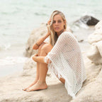 Damen eleganter luftiger Häkel-Strandüberwurf R&B