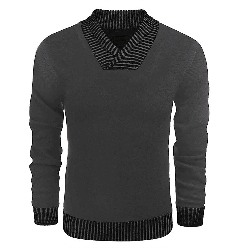 Herren eleganter Strickpullover mit modernem Schalkragen und strukturiertem Oberteil R&B