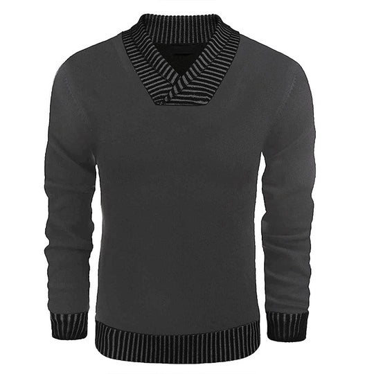 Herren eleganter Strickpullover mit modernem Schalkragen und strukturiertem Oberteil R&B