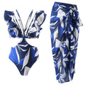 Damen Badeanzug mit elegantem Wickeldesign und voluminösen Rüschendetails R&B
