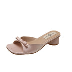 Damen elegante Mules mit dekorativem Schleifenelement und komfortablem Blockabsatz R&B