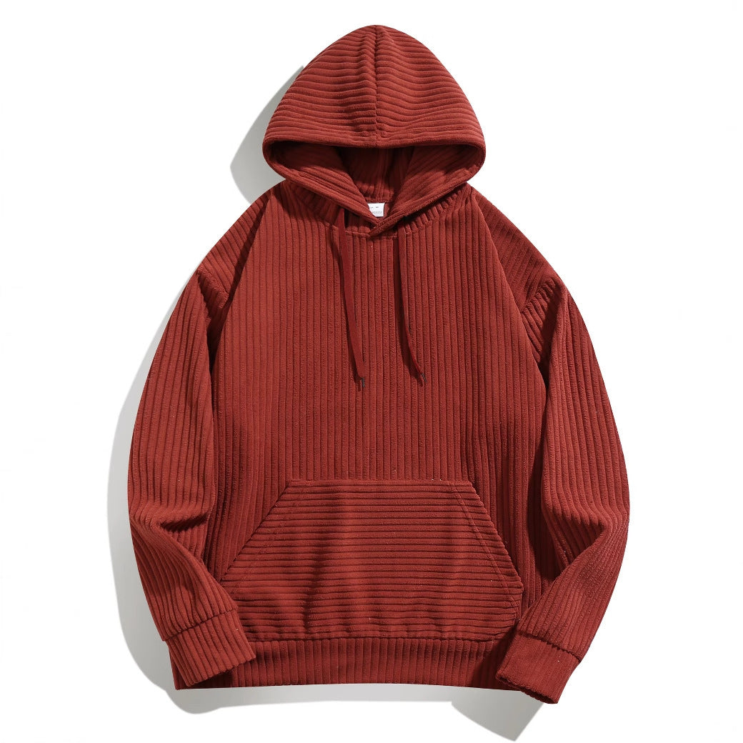 Herren Kapuzenpullover mit strukturierter Ripp-Textur und praktischen Taschen R&B