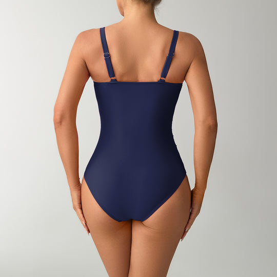 Damen Einteiler Badeanzug mit elegantem Wickeldesign und zarten Trägerdetails R&B