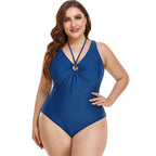 Damen Eleganter Hochgeschnittener Einteiler Badeanzug mit modischem Ringdetail R&B