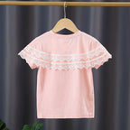 Mädchen T-Shirt mit Spitzenärmeln R&B