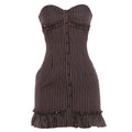 Damen Tailliertes Bandeau-Kleid mit Rüschen und Knopfleiste R&B