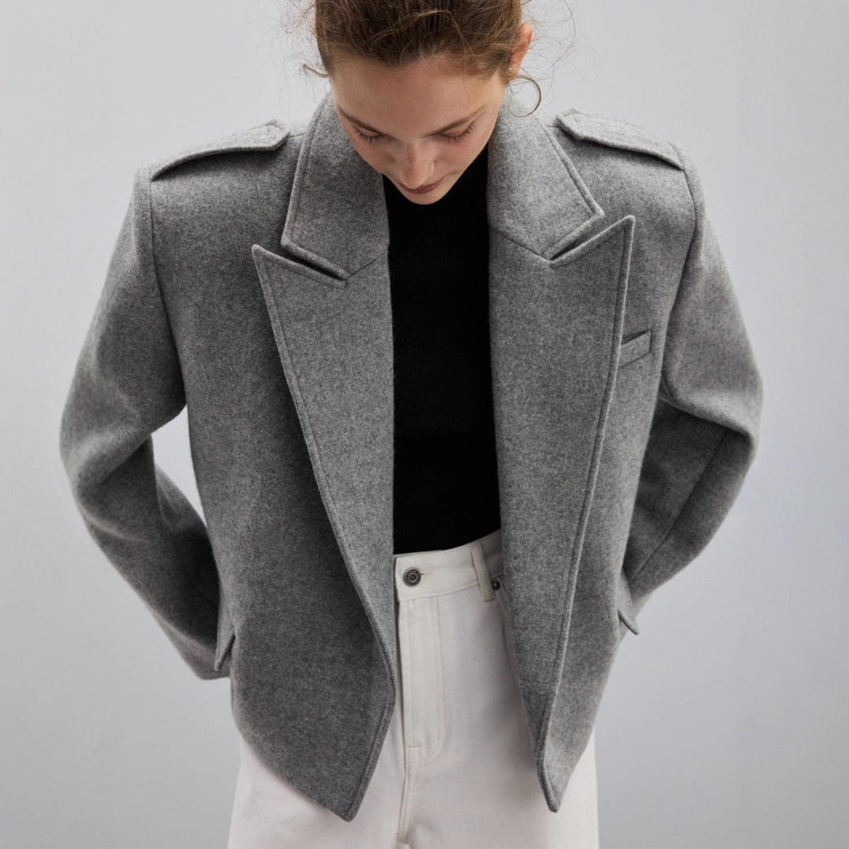 Damen Modischer Oversize-Blazer mit schmalen Revers R&B