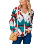 Damen Kapuzenjacke mit tribal inspiriertem Muster und praktischen Taschen R&B