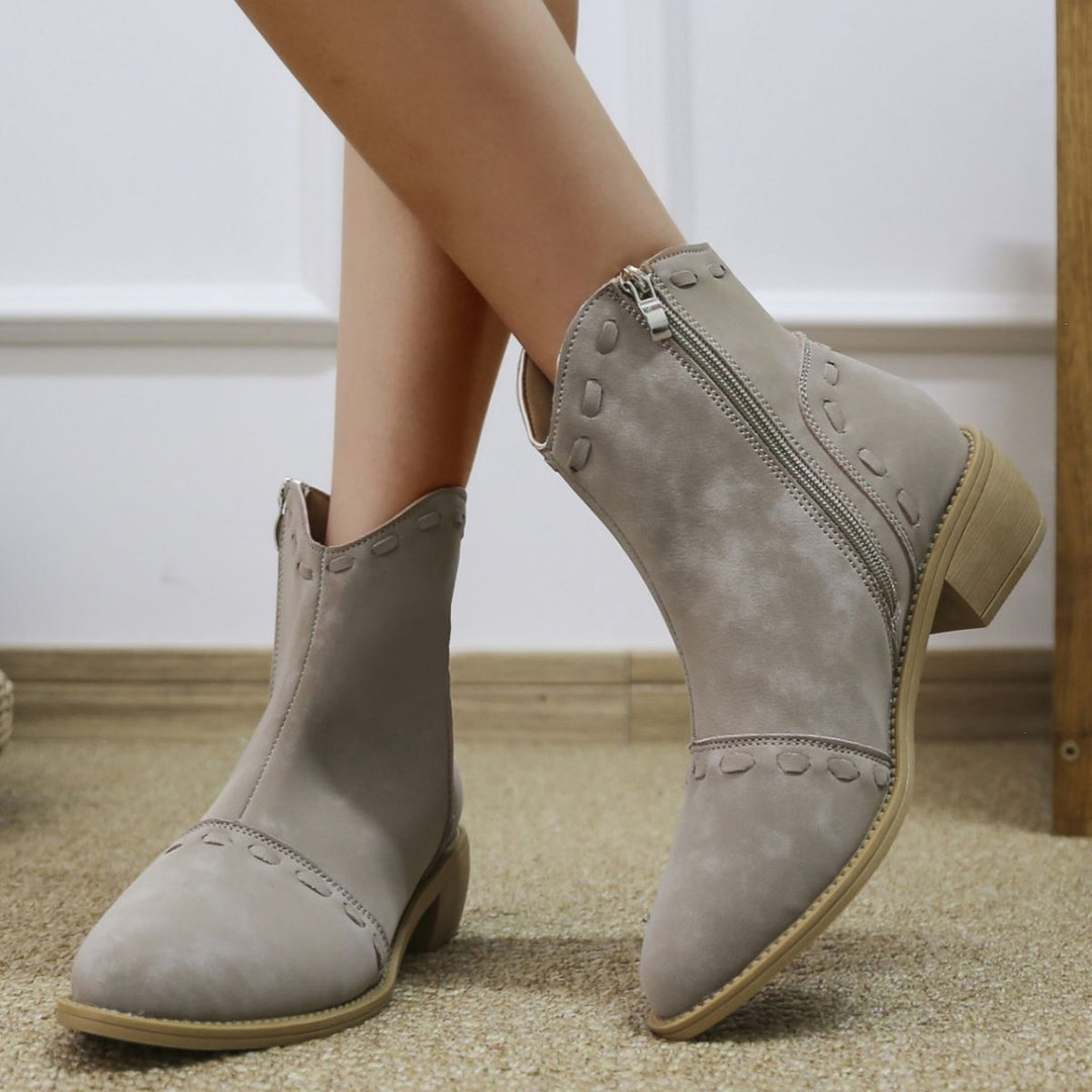Damen elegante Stiefeletten mit modischen Ziernähten und praktischen Reißverschluss R&B