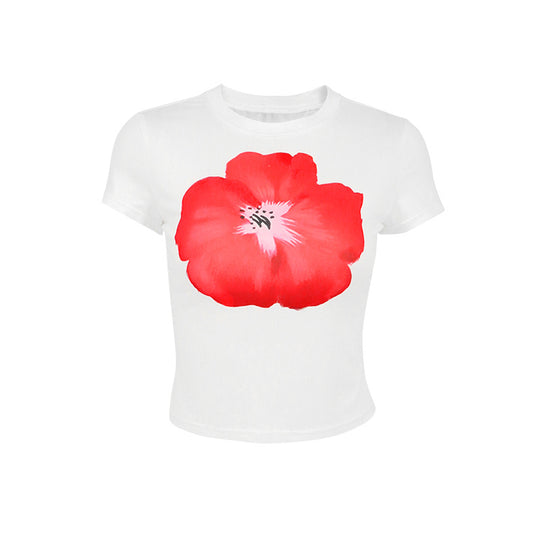 Damen Crop-T-Shirt mit floralem Print R&B