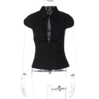 Damen Elegantes tailliertes Blusenshirt mit einem Reißverschluss R&B