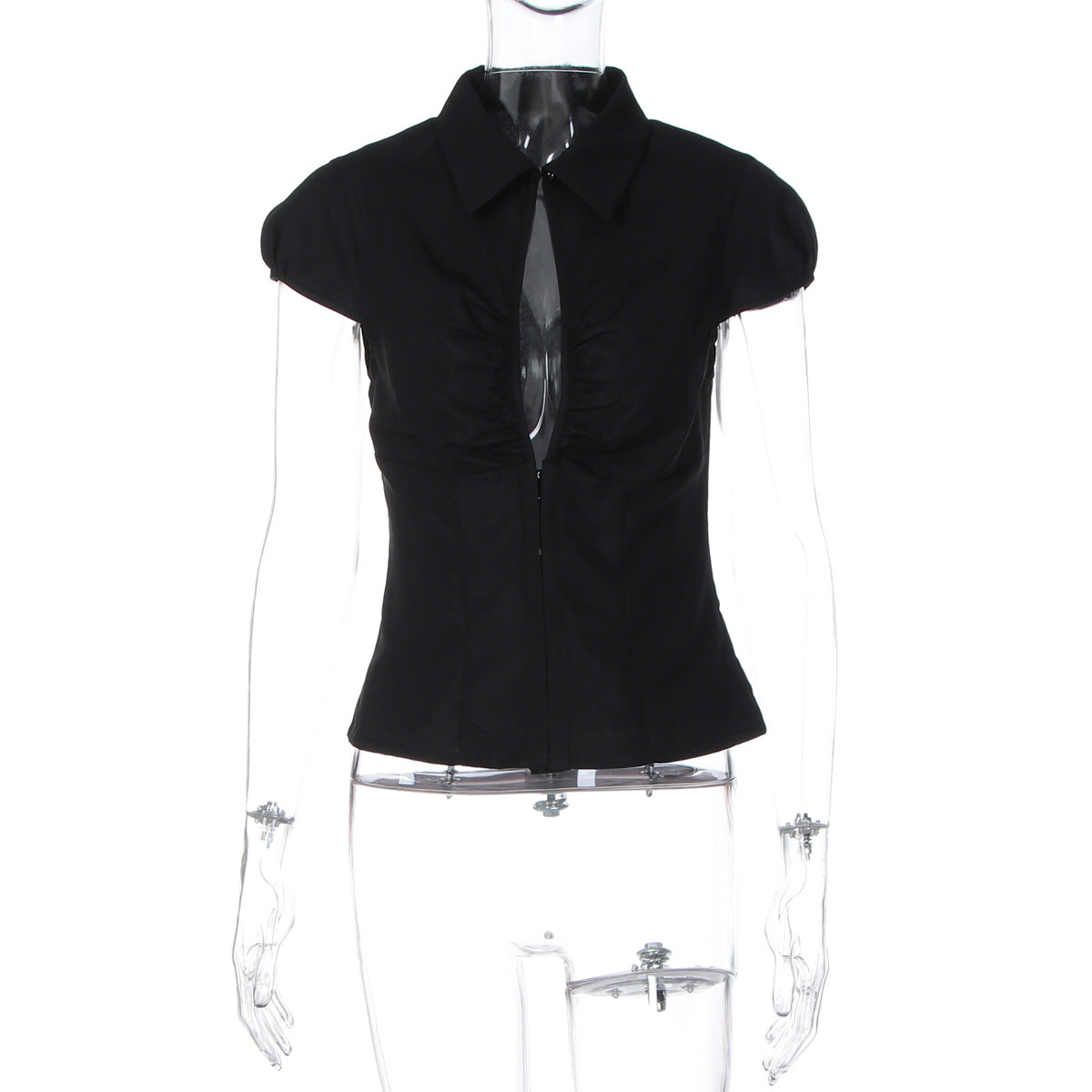 Damen Elegantes tailliertes Blusenshirt mit einem Reißverschluss R&B
