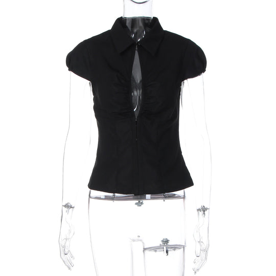 Damen Elegantes tailliertes Blusenshirt mit einem Reißverschluss R&B