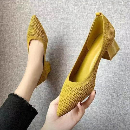 Damen elegante Pumps mit strukturierter Oberfläche und modischem Blockabsatz R&B